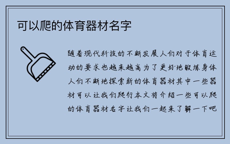 可以爬的体育器材名字