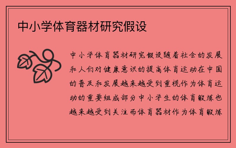 中小学体育器材研究假设